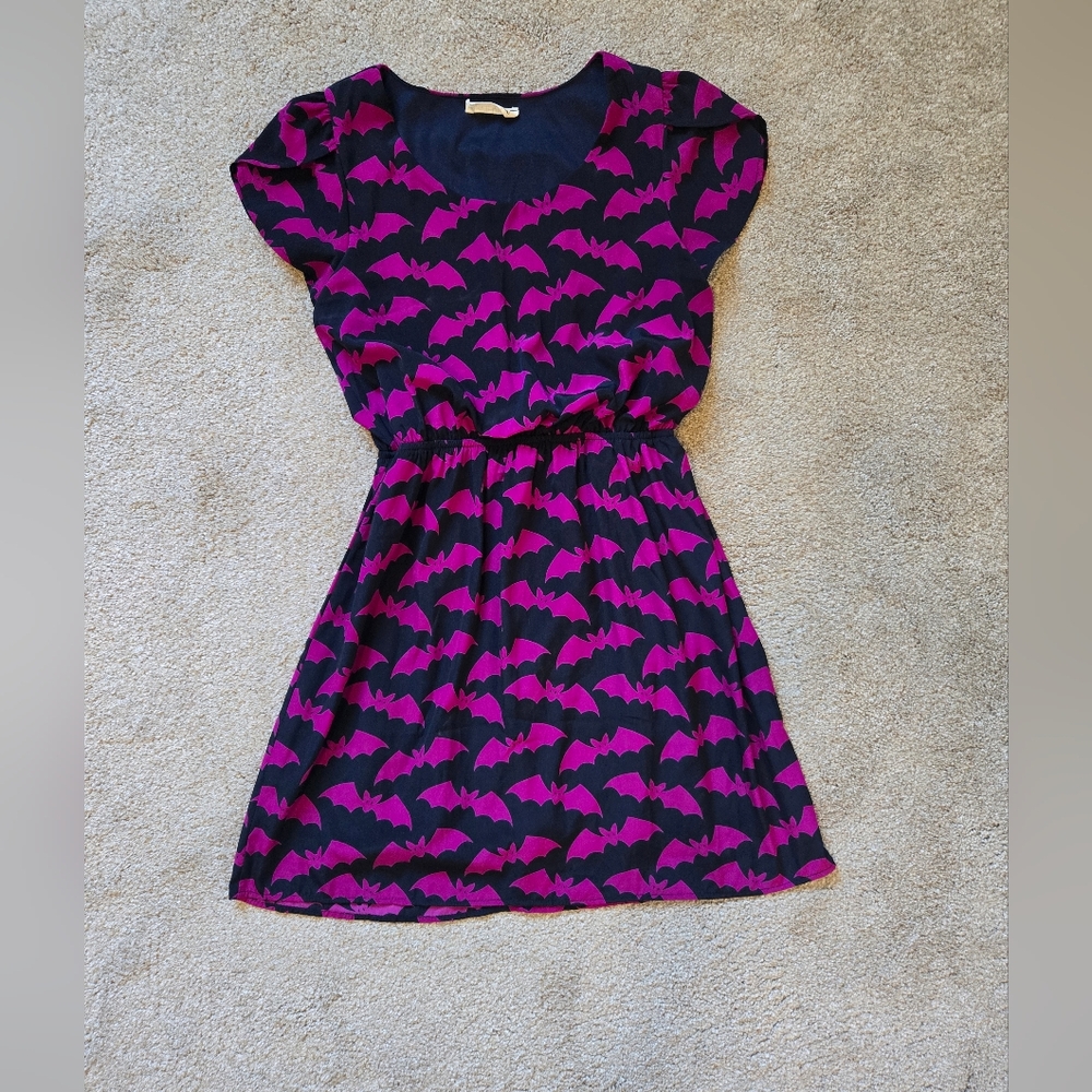 ModCloth/Peach Love California Oh My Gosh Purple Bats A-Line Dress Size M - Picture 4 of 10